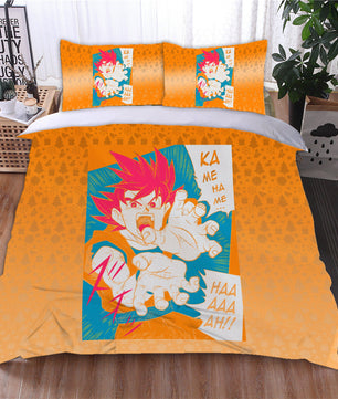 Dragon Ball Z Bedding Goku Duvet Cover Black Blue Orange Quilted Pillowcase Bedspread - Lusy Store LLC