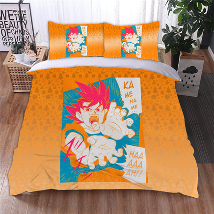 Dragon Ball Z Bedding Goku Duvet Cover Black Blue Orange Quilted Pillowcase Bedspread - Lusy Store LLC