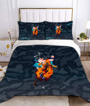 Dragon Ball Z Bedding Goku Duvet Cover Black Blue Purple Quilted Pillowcase Bedspread - Lusy Store LLC