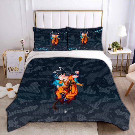 Dragon Ball Z Bedding Goku Duvet Cover Black Blue Purple Quilted Pillowcase Bedspread - Lusy Store LLC