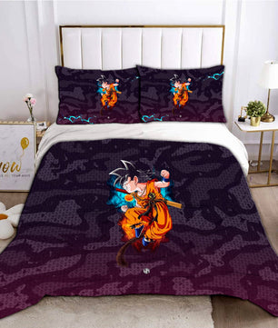 Dragon Ball Z Bedding Goku Duvet Cover Black Blue Purple Quilted Pillowcase Bedspread - Lusy Store LLC