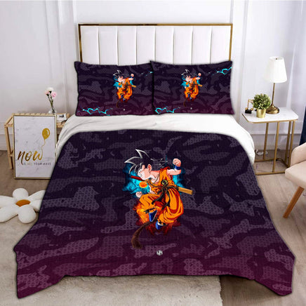 Dragon Ball Z Bedding Goku Duvet Cover Black Blue Purple Quilted Pillowcase Bedspread - Lusy Store LLC