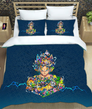 Dragon Ball Z Bedding Goku Duvet Cover Black Blue Purple Quilted Pillowcase Bedspread - Lusy Store LLC