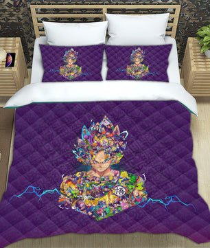 Dragon Ball Z Bedding Goku Duvet Cover Black Blue Purple Quilted Pillowcase Bedspread - Lusy Store LLC