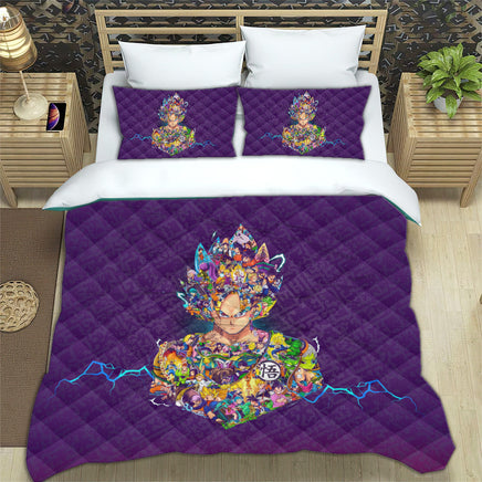 Dragon Ball Z Bedding Goku Duvet Cover Black Blue Purple Quilted Pillowcase Bedspread - Lusy Store LLC