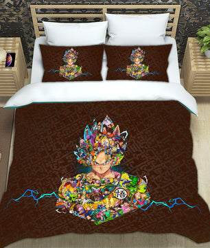 Dragon Ball Z Bedding Goku Duvet Cover Black Blue Purple Quilted Pillowcase Bedspread - Lusy Store LLC