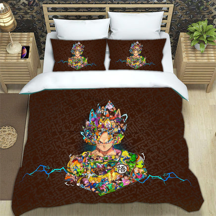 Dragon Ball Z Bedding Goku Duvet Cover Black Blue Purple Quilted Pillowcase Bedspread - Lusy Store LLC