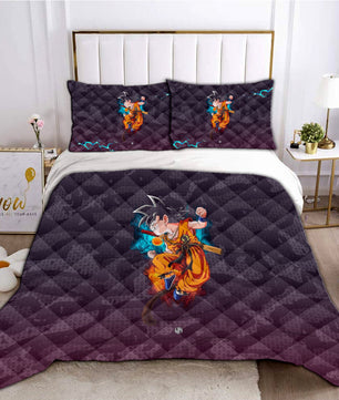 Dragon Ball Z Bedding Goku Duvet Cover Black Blue Purple Quilted Pillowcase Bedspread - Lusy Store LLC