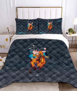 Dragon Ball Z Bedding Goku Duvet Cover Black Blue Purple Quilted Pillowcase Bedspread - Lusy Store LLC