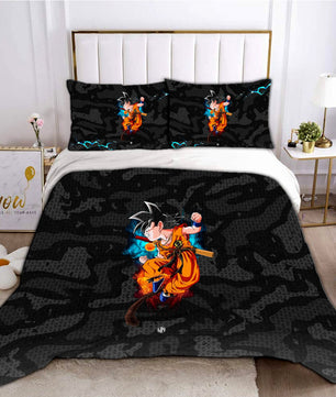 Dragon Ball Z Bedding Goku Duvet Cover Black Blue Purple Quilted Pillowcase Bedspread - Lusy Store LLC