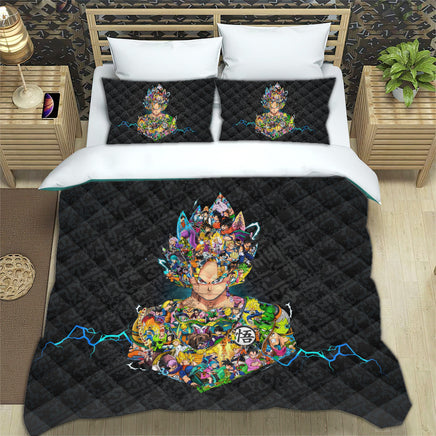 Dragon Ball Z Bedding Goku Duvet Cover Black Blue Purple Quilted Pillowcase Bedspread - Lusy Store LLC