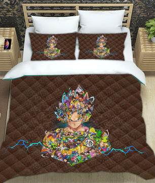 Dragon Ball Z Bedding Goku Duvet Cover Black Blue Purple Quilted Pillowcase Bedspread - Lusy Store LLC