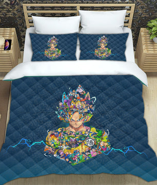 Dragon Ball Z Bedding Goku Duvet Cover Black Blue Purple Quilted Pillowcase Bedspread - Lusy Store LLC