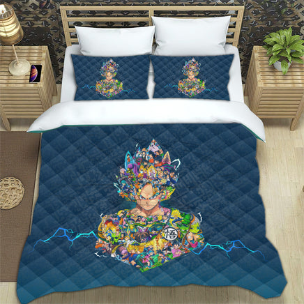 Dragon Ball Z Bedding Goku Duvet Cover Black Blue Purple Quilted Pillowcase Bedspread - Lusy Store LLC