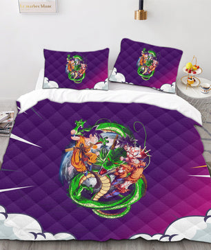 Dragon Ball Z Bedding Goku Duvet Cover Grey Purple Quilted Pillowcase Bedspread - Lusy Store LLC