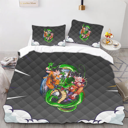 Dragon Ball Z Bedding Goku Duvet Cover Grey Purple Quilted Pillowcase Bedspread - Lusy Store LLC