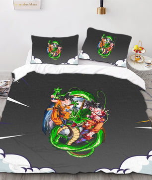 Dragon Ball Z Bedding Goku Duvet Cover Grey Purple Quilted Pillowcase Bedspread - Lusy Store LLC