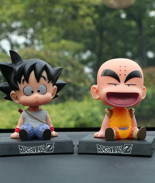 Dragon Ball Z Goku Krillin Car Decoration Shaking Head Doll Phone Bracket Doll Toy 12cm - Lusy Store