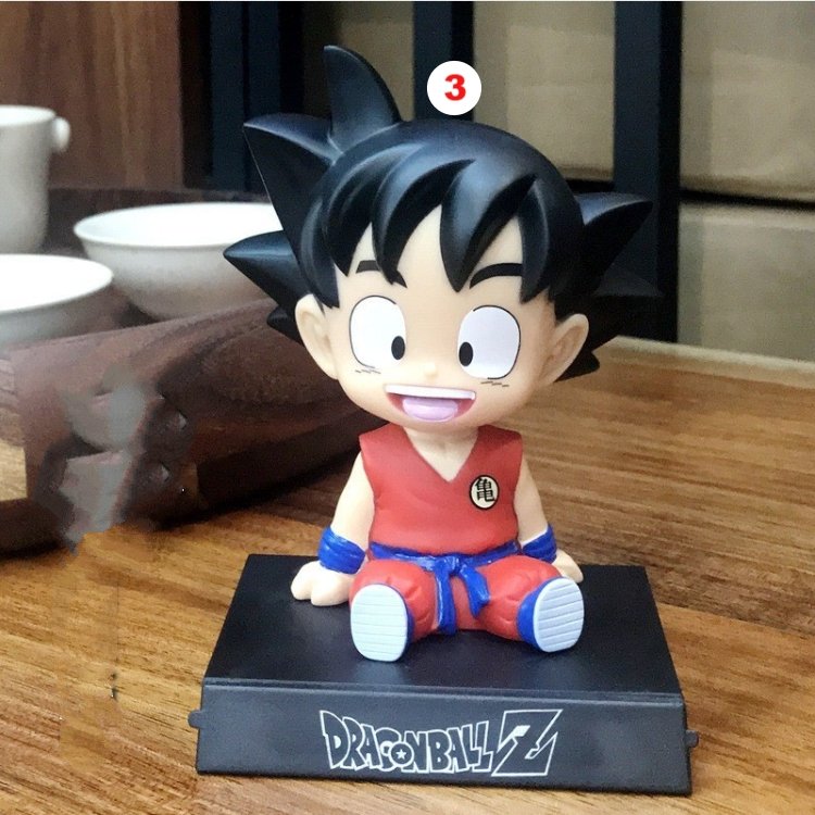 Dragon Ball Z Goku Krillin Car Decoration Shaking Head Doll Phone Bracket Doll Toy 12cm - Lusy Store