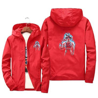 Dragon Ball Z Jacket Mens Windbreaker Streetwear Zip Up Hoodie Red