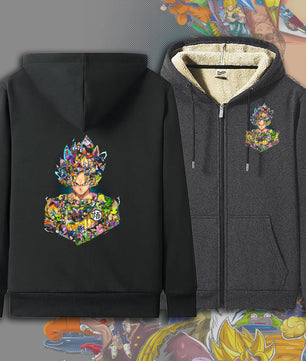 Dragon Ball Zip Hoodie dbz Goku Jacket Warm Coat Thick Lambswool Hoodies - Lusy Store LLC