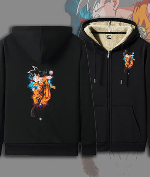 Dragon Ball Zip Hoodie dbz Goku Jacket Warm Coat Thick Lambswool Hoodies - Lusy Store LLC