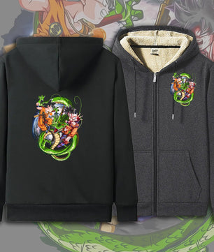Dragon Ball Zip Hoodie dbz Goku Jacket Warm Coat Thick Lambswool Hoodies - Lusy Store LLC