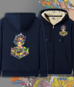 Dragon Ball Zip Hoodie dbz Goku Jacket Warm Coat Thick Lambswool Hoodies - Lusy Store LLC