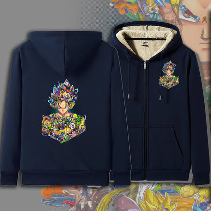 Dragon Ball Zip Hoodie dbz Goku Jacket Warm Coat Thick Lambswool Hoodies - Lusy Store LLC