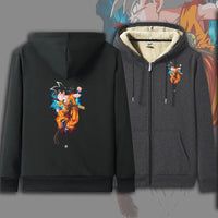 Dragon Ball Zip Hoodie dbz Goku Jacket Warm Coat Thick Lambswool Hoodies - Lusy Store LLC