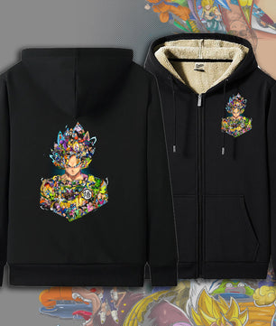 Dragon Ball Zip Hoodie dbz Goku Jacket Warm Coat Thick Lambswool Hoodies - Lusy Store LLC