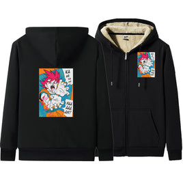 Dragon Ball Zip Hoodie dbz Goku Jacket Warm Coat Thick Lambswool Hoodies - Lusy Store LLC