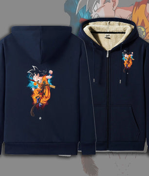 Dragon Ball Zip Hoodie dbz Goku Jacket Warm Coat Thick Lambswool Hoodies - Lusy Store LLC