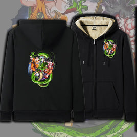 Dragon Ball Zip Hoodie dbz Goku Jacket Warm Coat Thick Lambswool Hoodies - Lusy Store LLC