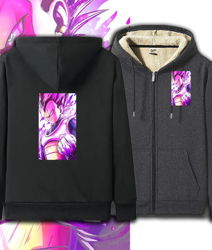 Dragon Ball Zip Hoodie dbz Vegeta Jacket Warm Coat Thick Lambswool Hoodies - Lusy Store LLC