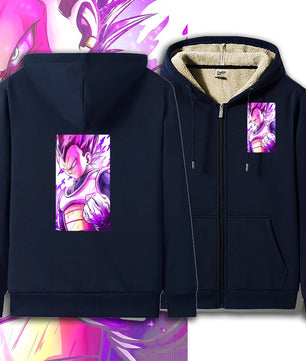 Dragon Ball Zip Hoodie dbz Vegeta Jacket Warm Coat Thick Lambswool Hoodies - Lusy Store LLC