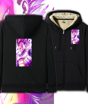 Dragon Ball Zip Hoodie dbz Vegeta Jacket Warm Coat Thick Lambswool Hoodies - Lusy Store LLC