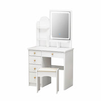 Dresser For Women Makeup Vanity Set Table With LED Light Mirror Stool F426 - Lusy Store