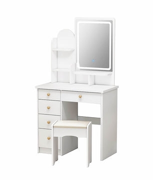 Dresser For Women Makeup Vanity Set Table With LED Light Mirror Stool F426 - Lusy Store