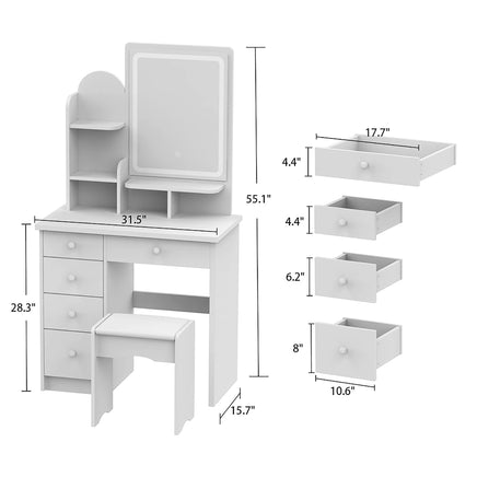 Dresser For Women Makeup Vanity Set Table With LED Light Mirror Stool F426 - Lusy Store