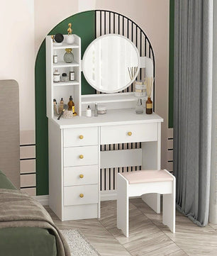 Dresser For Women Makeup Vanity Set Table With LED Light Mirror Stool F426 - Lusy Store