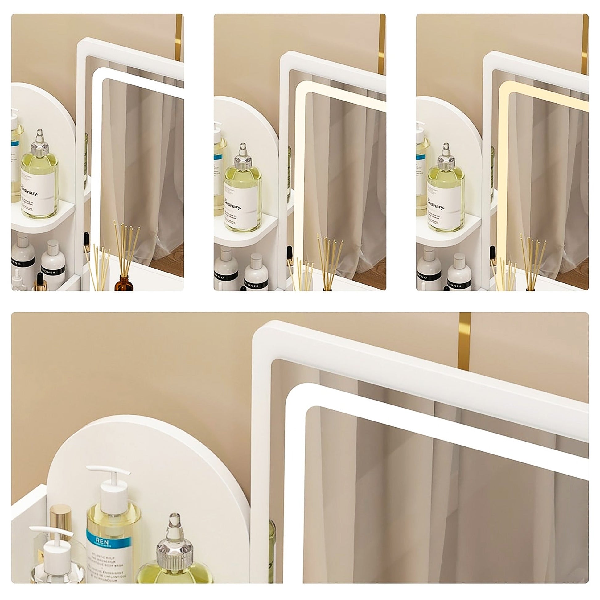 Dresser For Women Makeup Vanity Set Table With LED Light Mirror Stool F426 - Lusy Store