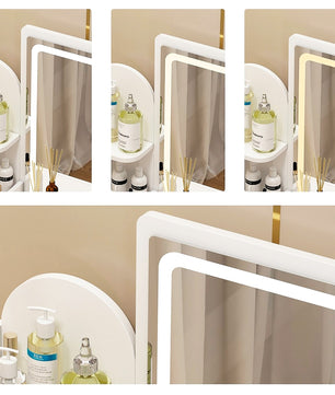 Dresser For Women Makeup Vanity Set Table With LED Light Mirror Stool F426 - Lusy Store