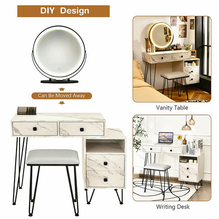 Dresser For Women Modern and Fashionable Dresser Three-Color Adjustable LED Lighting and Rotating Mirror F424 - Lusy Store