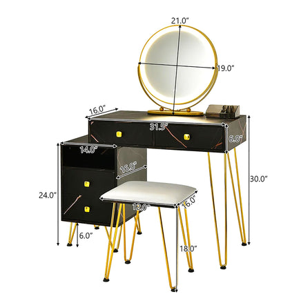 Dresser For Women Modern and Fashionable Dresser Three-Color Adjustable LED Lighting and Rotating Mirror F424 - Lusy Store