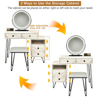 Dresser For Women Modern and Fashionable Dresser Three-Color Adjustable LED Lighting and Rotating Mirror F424 - Lusy Store