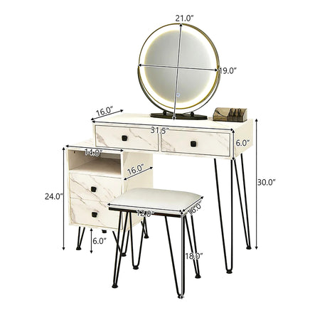 Dresser For Women Modern and Fashionable Dresser Three-Color Adjustable LED Lighting and Rotating Mirror F424 - Lusy Store