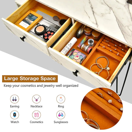 Dresser For Women Modern and Fashionable Dresser Three-Color Adjustable LED Lighting and Rotating Mirror F424 - Lusy Store
