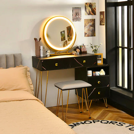 Dresser For Women Modern and Fashionable Dresser Three-Color Adjustable LED Lighting and Rotating Mirror F424 - Lusy Store