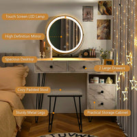 Dresser For Women Modern and Fashionable Dresser Three-Color Adjustable LED Lighting and Rotating Mirror F424 - Lusy Store